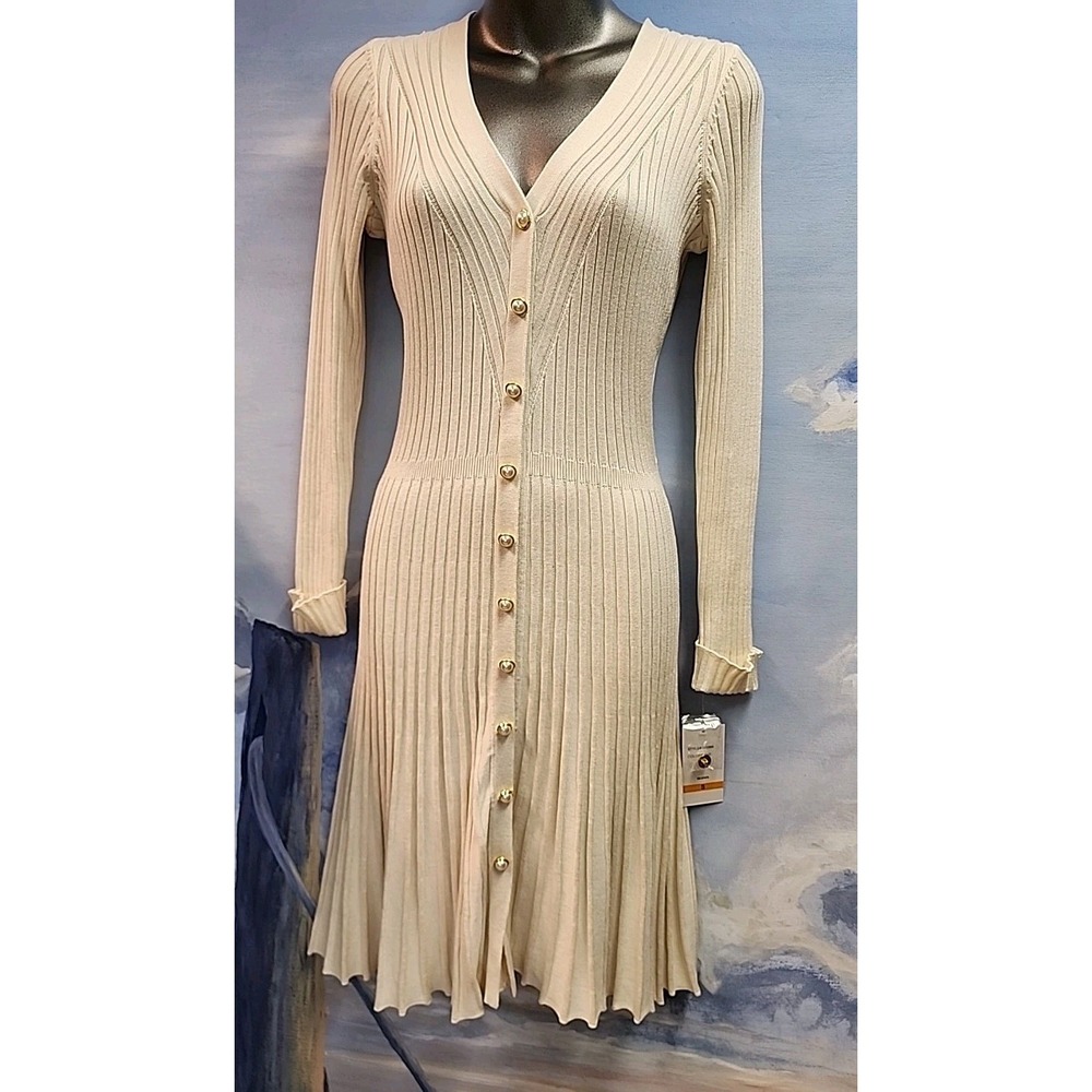 NWT TAYLOR SZ S Ribbed Fit N Flare Sweater Dress